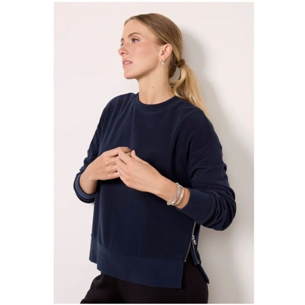NWT Evereve Varley Horton Side Zip Midlayer Sweatshirt Top Size Medium Sapphire